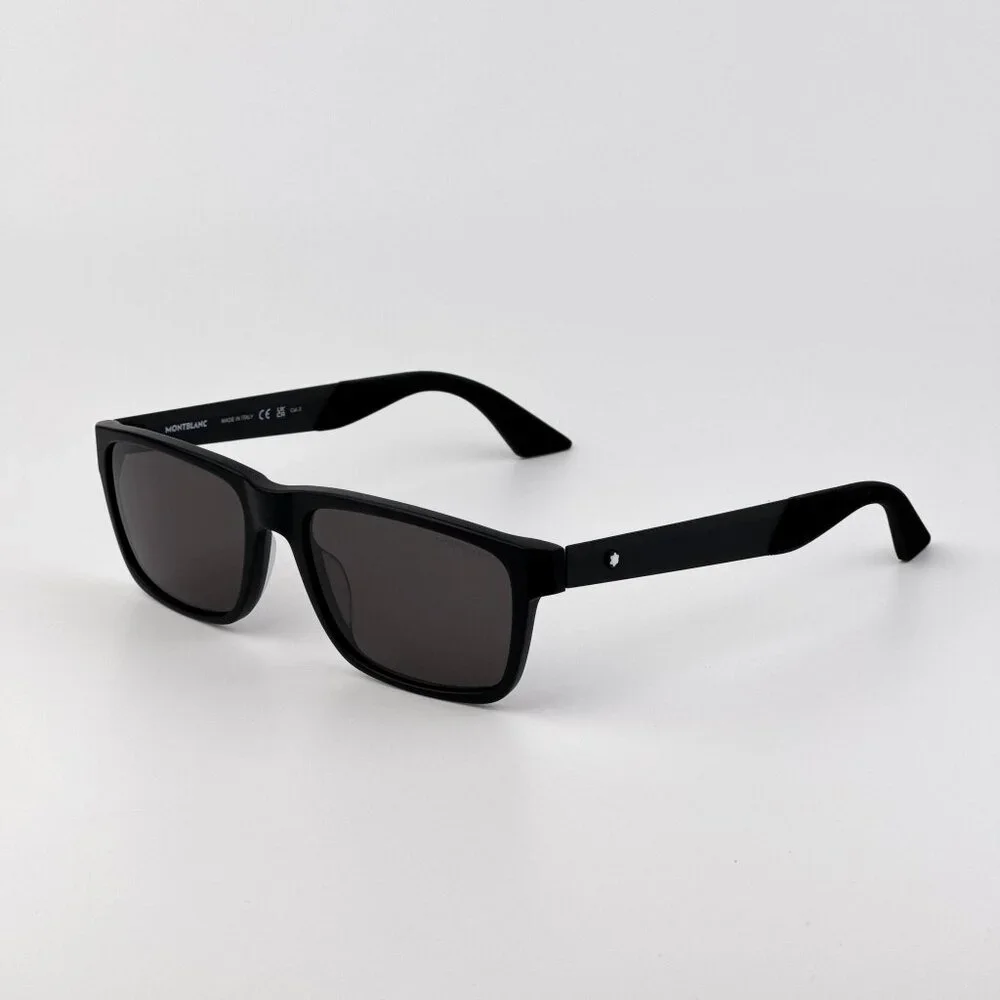 Montblanc Men Sunglasses Matte Black Grey Rectangle Frame Grey | Model MB0299S